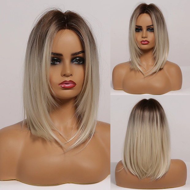 Layered Ombre Wigs With Bangs