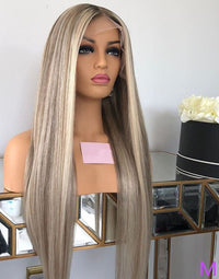 Thumbnail for Silky Straight Lace Front Wig Grey Blonde  Human Hair Wig