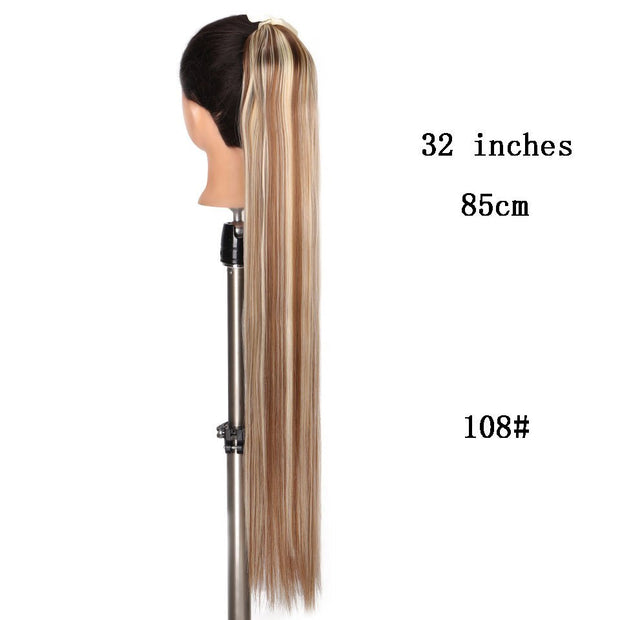 Heat-Resistant Straight Hair With Ponytail