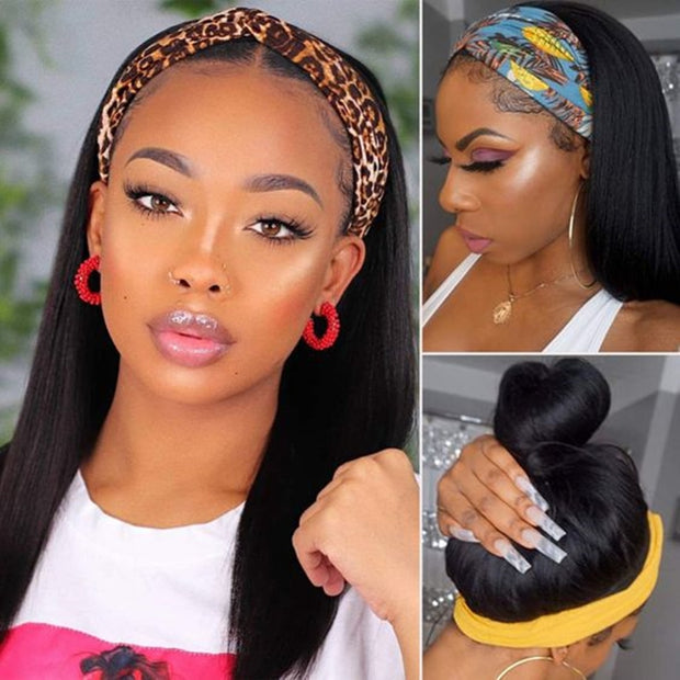 Yaki Straight Lace Front Wigs Natural Color Synthetic