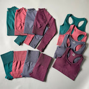 Yoga Set Seamless Gym Set Bras + Leggings + Shirts
