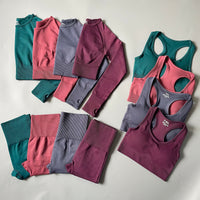 Thumbnail for Yoga Set Seamless Gym Set Bras + Leggings + Shirts