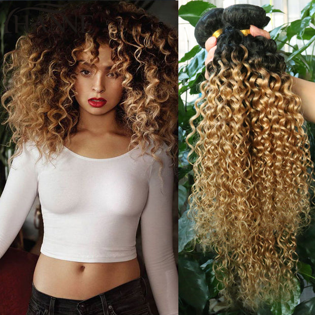 Kinky Curly Weave Ombre Brazilian Hair