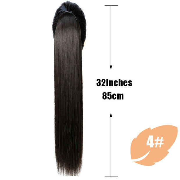 Heat-Resistant Straight Hair With Ponytail