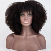 Afro Kinky Curly Lace Front Human Hair Wigs With Bangs