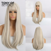 Thumbnail for Straight Brown Ombre Natural Hair Wigs -Heat Resistant