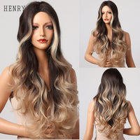 Thumbnail for Ombre Brown Blonde Wig Long Wavy Middle Part
