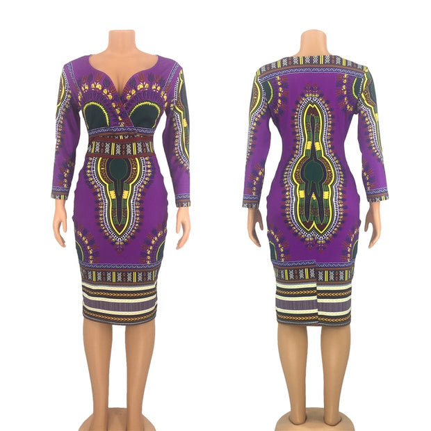 Dashiki Tribal Ethnic Fashion V-Neck Ladies