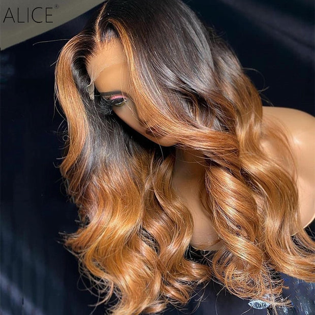 Ombre Wave Lace Front Human Hair Wigs with Baby Hair