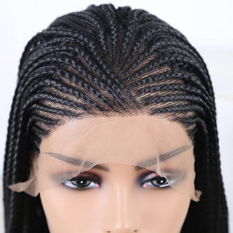 Side Part Braided Box Braids Wig Long Black Hair