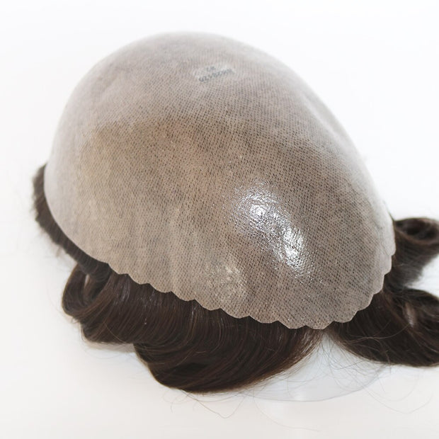 High Density 0.12-0.14mm Durable Skin Natural Human Hair Toupee