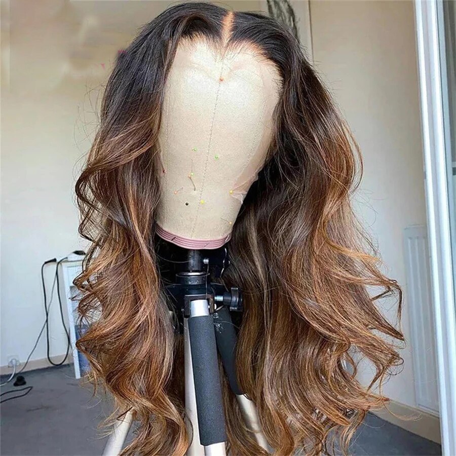 Wavy Peruvian Ombre Blonde 360 Frontal Human Hair Wig With Baby Hair