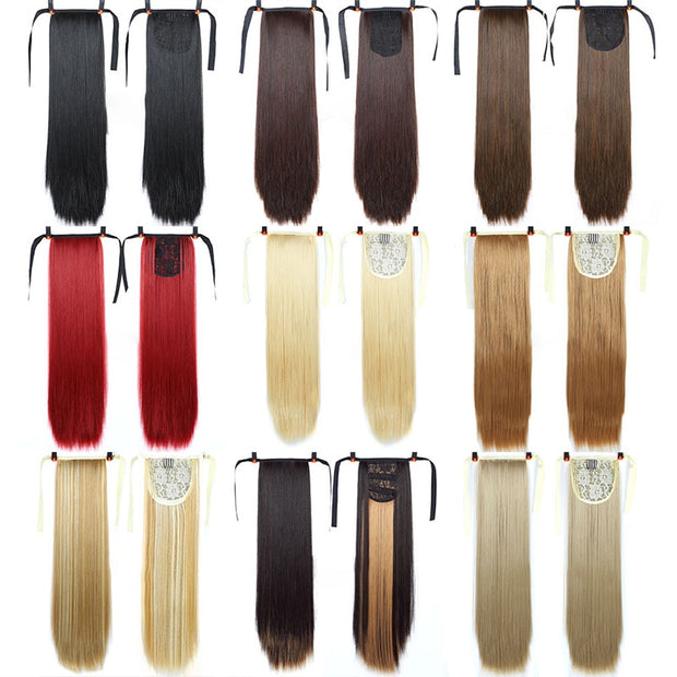 Heat-Resistant Straight Hair With Ponytail