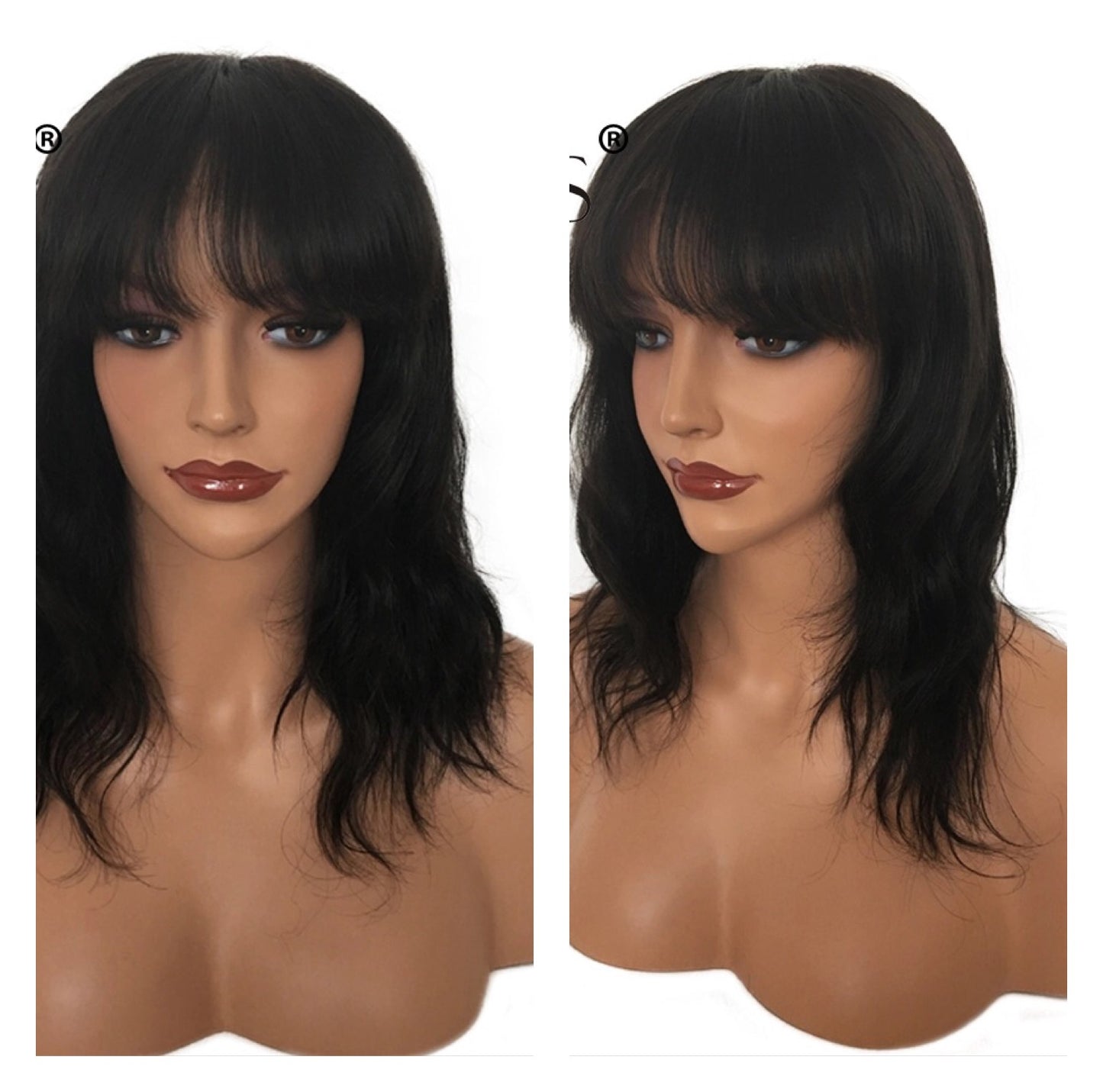 Short straight wig with bangs