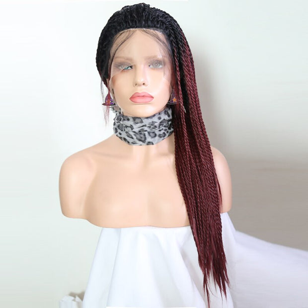 Ombre Burgundy Wigs 2X Twist Braids Braided