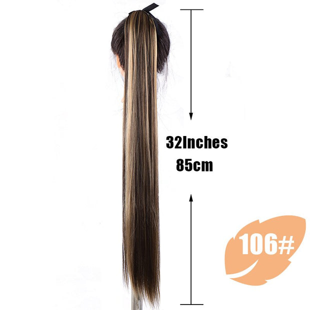 Heat-Resistant Straight Hair With Ponytail