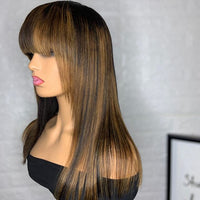 Thumbnail for Highlight Blonde Silky Straight Human Hair Wigs With Bangs