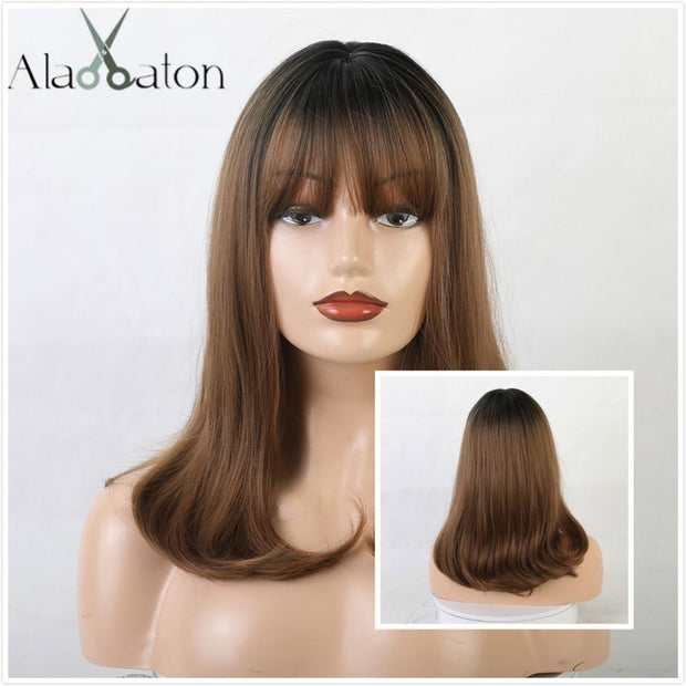 Layered Ombre Wigs With Bangs