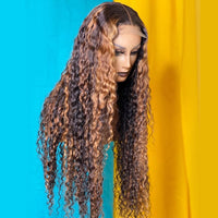 Thumbnail for Preplucked Brazilian Curly Wig Colored Frontal 30 Inch Ombre