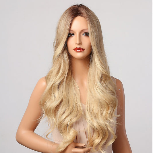 Ombre Brown Blonde Wig Long Wavy Middle Part