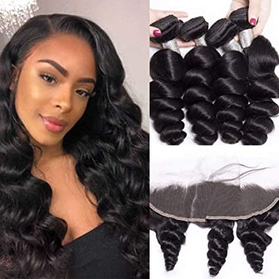 Peruvian Loose Wave Hair Bundles With Frontal