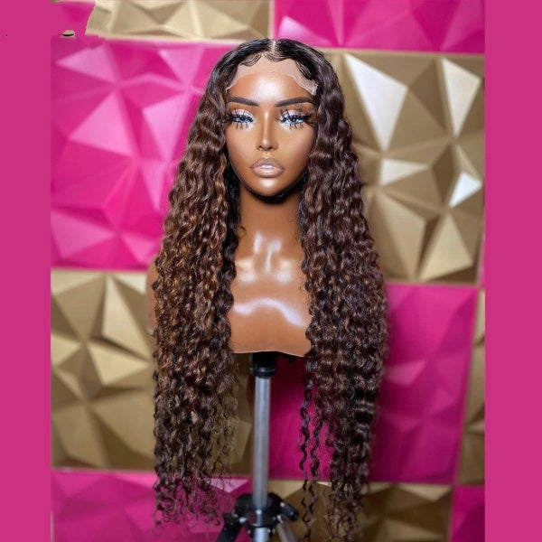 Highlight Curly 13x4 Lace Front Human Hair Wigs 150% Density