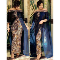 Thumbnail for Maxi Dress Women's Leopard Slash Neck Off the Shoulder Backless