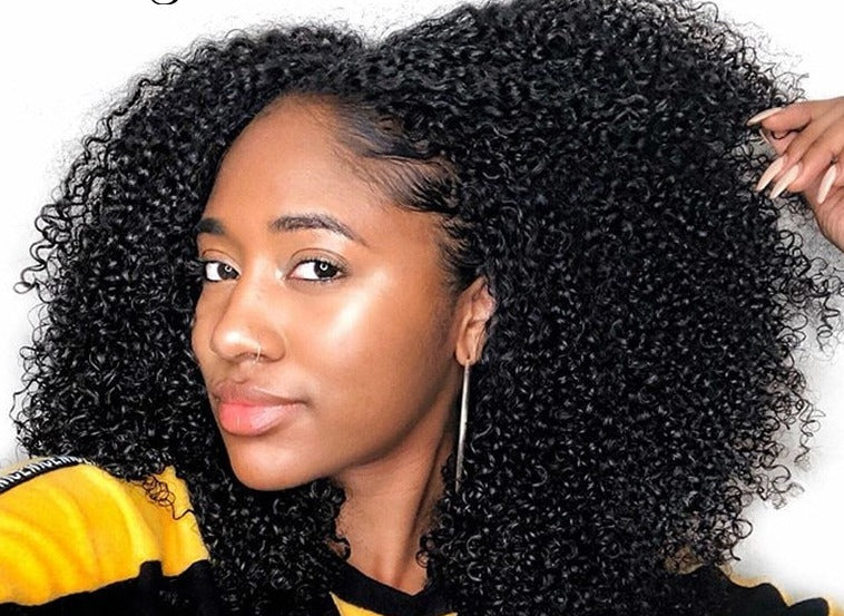 3B 3C Kinky Curly Clip in Human Hair Extensions Full Head