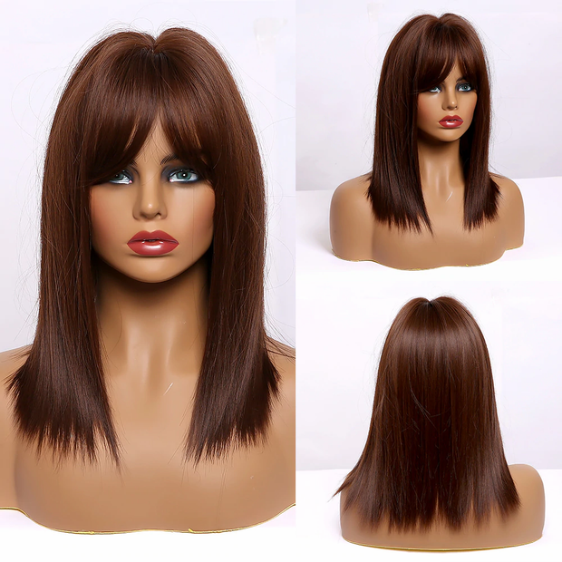 Layered Ombre Wigs With Bangs