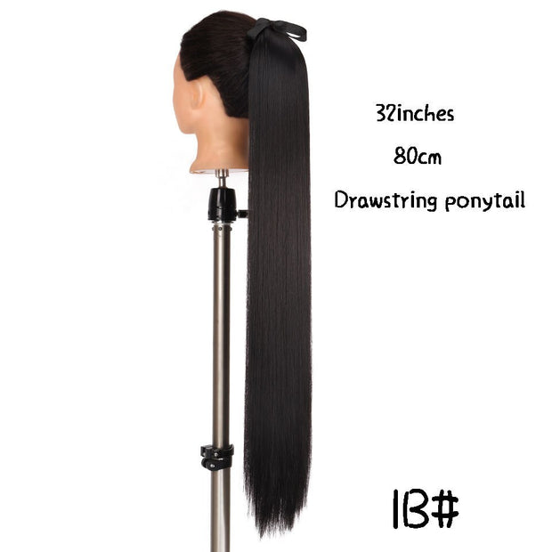 Heat-Resistant Straight Hair With Ponytail