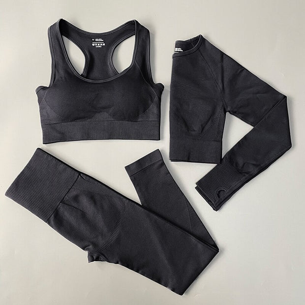 Yoga Set Seamless Gym Set Bras + Leggings + Shirts