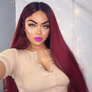 24 inches lace front burgundy wig