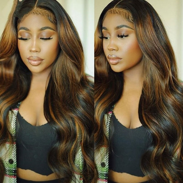 Highlight Ombre Brown Lace Frontal Wig -  Remy Peruvian
