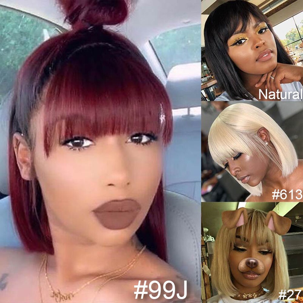 Straight Bob  With Bang Brazilian Remy Human Hair