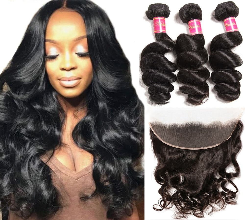 Loose Wave Bundles With Frontal Brazilian Hair