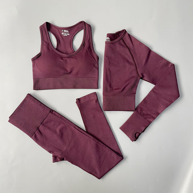 Yoga Set Seamless Gym Set Bras + Leggings + Shirts