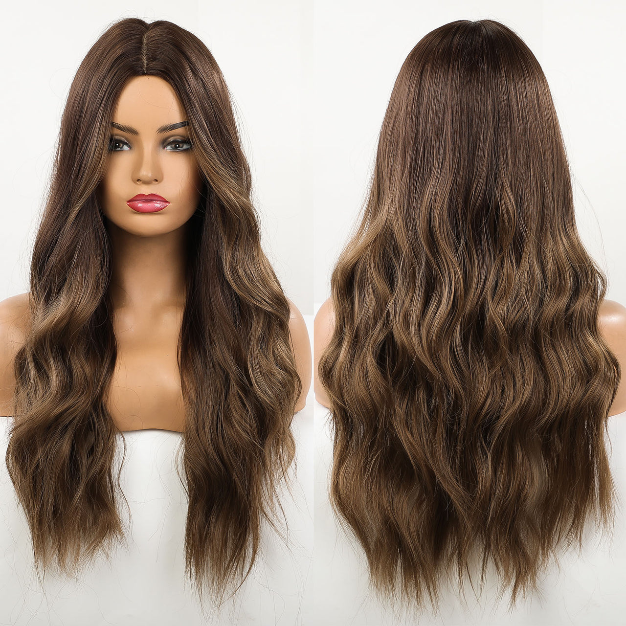 Ombre Brown Wigs With Full Bangs