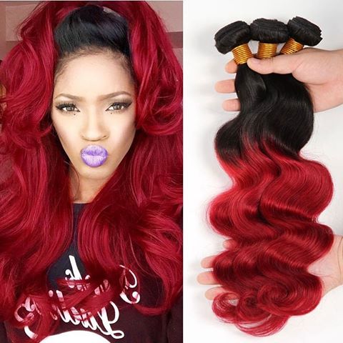 Ombre Red Body Wave Hair Bundles