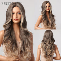 Thumbnail for Ombre Brown Blonde Wig Long Wavy Middle Part