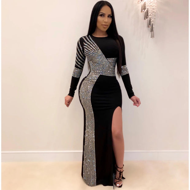 Sequins O-Neck Long Sleeves Dress