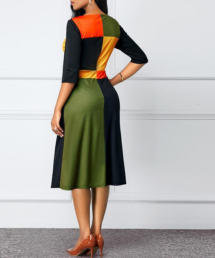 Geometric Patchwork African Dress