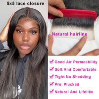 Thumbnail for Human Hair Straight 3/ 4 Bundles With Lace Closure Frontal