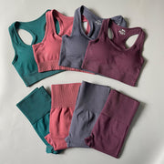Yoga Set Seamless Gym Set Bras + Leggings + Shirts