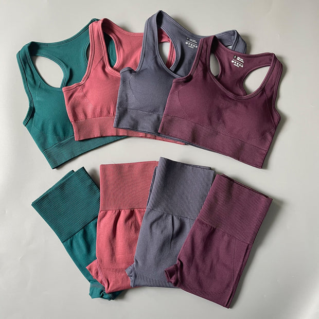 Yoga Set Seamless Gym Set Bras + Leggings + Shirts