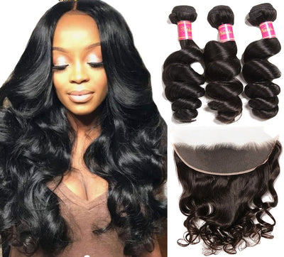 Loose Wave Bundles With Frontal Brazilian Hair