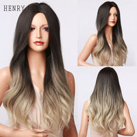 Thumbnail for Ombre Brown Blonde Wig Long Wavy Middle Part