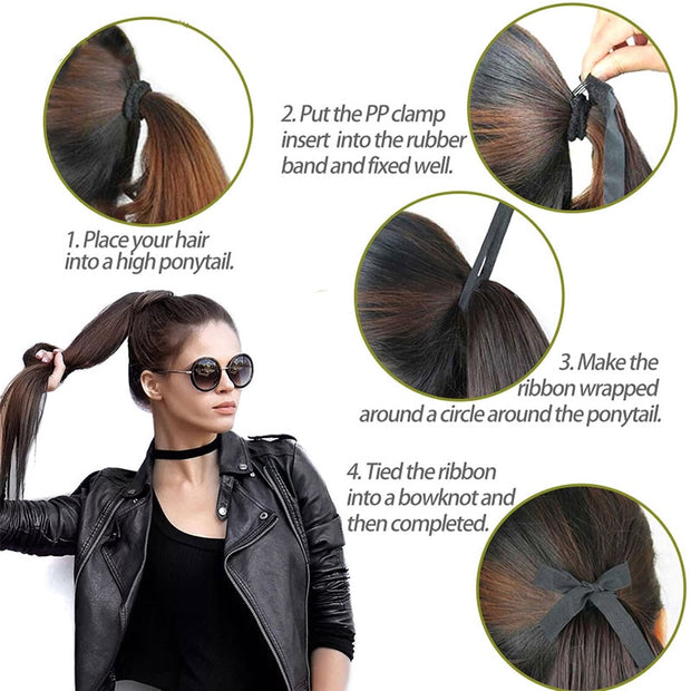 Heat-Resistant Straight Hair With Ponytail