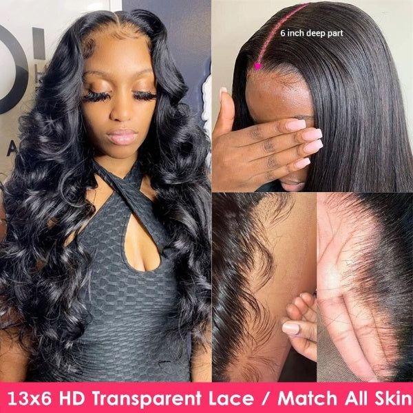 Loose Wave Transparent Lace Front Wig Brazilian Human Hair