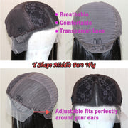 Glueless Yaki Straight  Lace Front Wigs- Natural Color