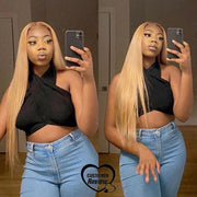 Ginger Blonde Lace Peruvian Straight Human Hair Wig